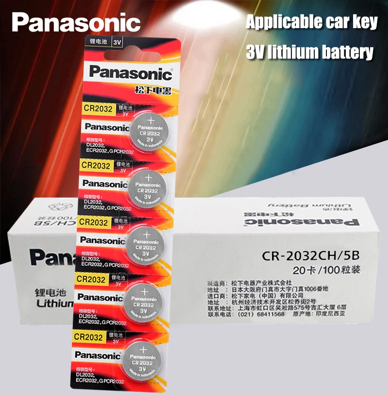 Panasonic ОРИГИНАЛ 100 шт./лот cr 2032 кнопочные батарейки 3 в монета литиевая батарея для