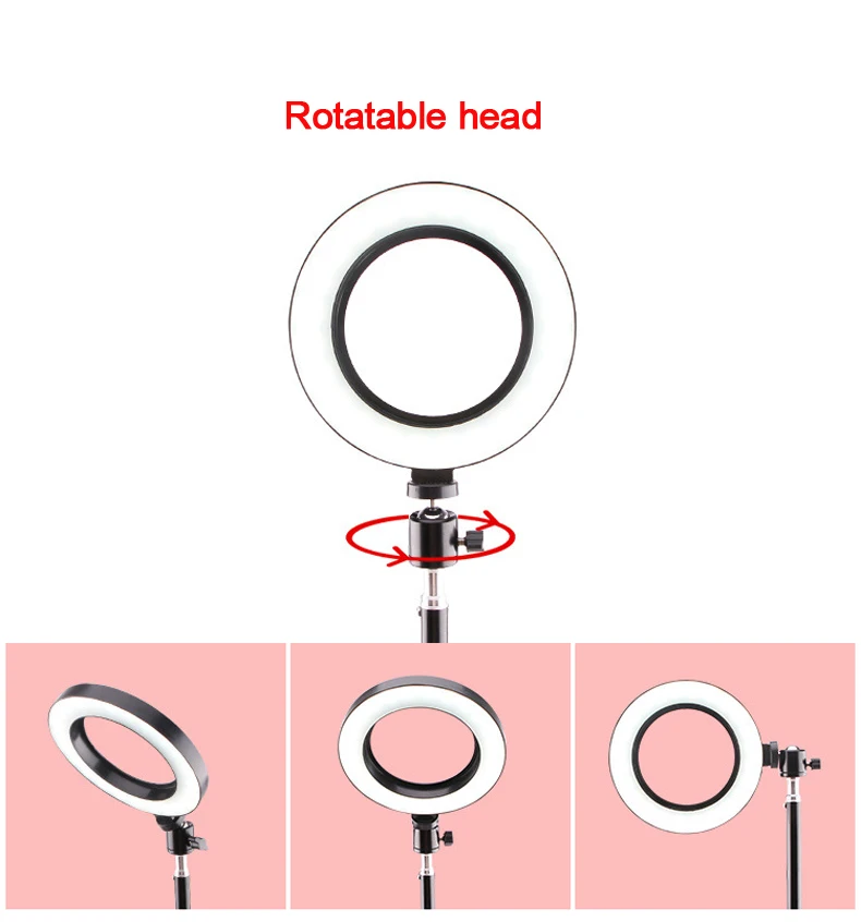 16-26cm Photography Table LED Ring Light Tripod Ring Lamp Youtube Video Live Photo Studio Selfie Stick Makeup Light For Phone