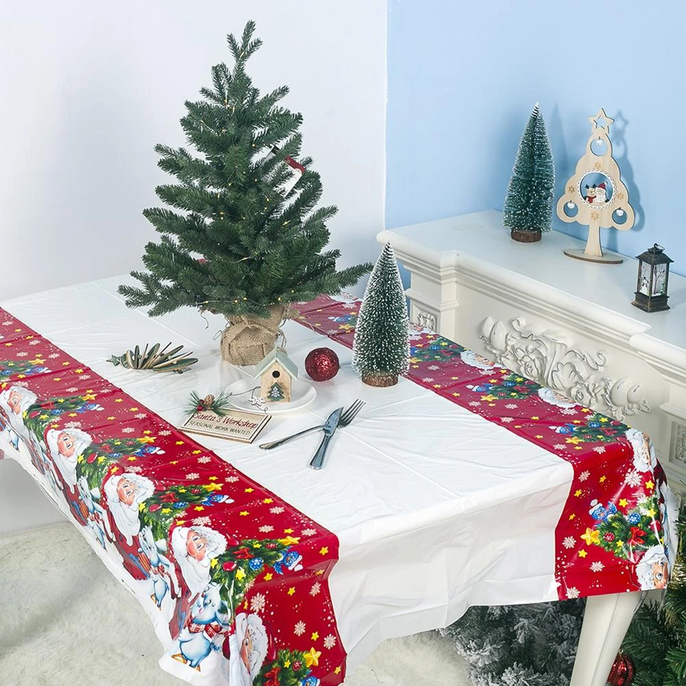 Winter Party Supplies Party Decor Holiday Party Decorations Christmas Table Decor Plastic Table Cover Santa Suit Santa Tablecloth