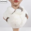 New Lady Winter Natural Rabbit Fur Scarf Hand Knitted 100% Genuine Rabbit Fur Scarves Women Quality Warm Real Rabbit Fur Muffler