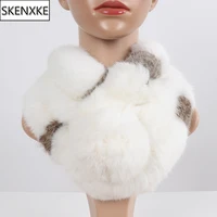 New Lady Winter Natural Rabbit Fur Scarf Hand Knitted 100% Genuine Rabbit Fur Scarves Women Quality Warm Real Rabbit Fur Muffler