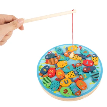 

Wooden Magnetic Fishing Game Toy Alphabet Letter Catching Counting Board Games Educational Preschool Learning Toys