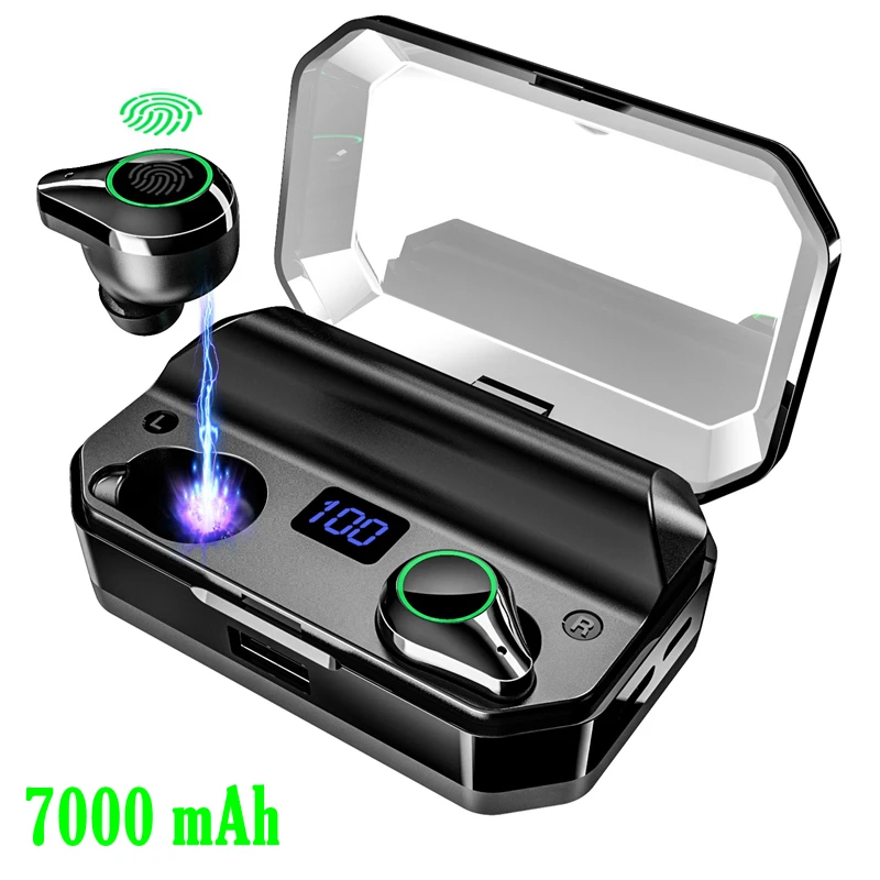 

OLLIVAN 7000mAh TWS Wireless Bluetooth 5.0 Earphone IPX7 Waterproof Wireless Headphones Digital LED Power Bank Touch Key Earbuds