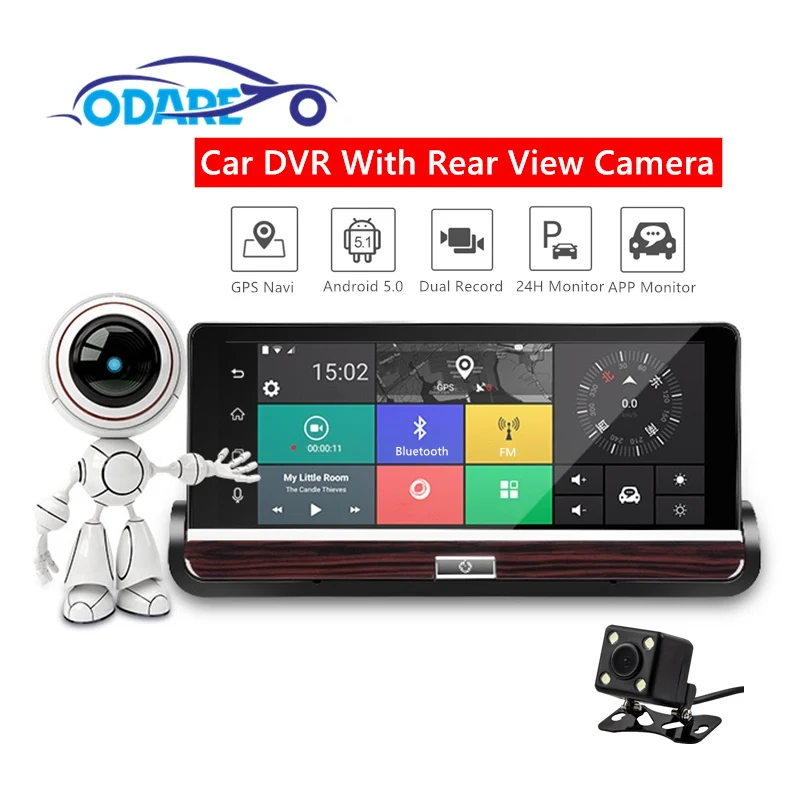 Add Rear View Camera Odare " ips Android 5,0 Автомобильный видеорегистратор Камера gps навигация 3g Wifi видео рекордер Bluetooth двойной объектив dvr Full HD 1080P видеорегистратор - Название цвета: Add Rear View Camera