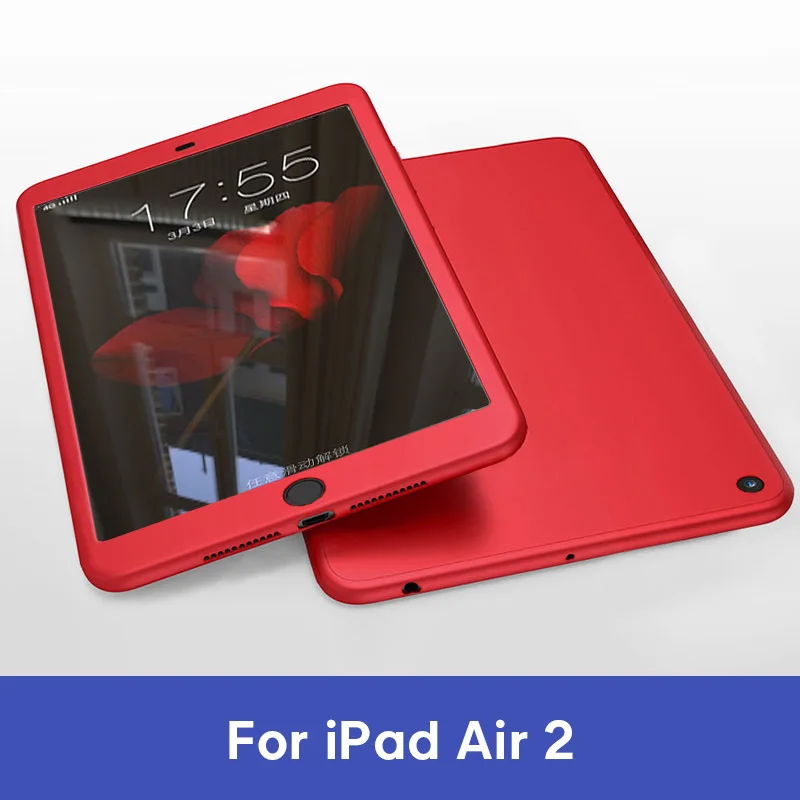 Чехол для iPad Air 1 2 3 iPad mini 4 5 для iPad Pro 10,5 силиконовый 360 всего тела крышка+ Стекло для iPad 9,7 5th 6th чехол - Цвет: For iPad Air 2 RD