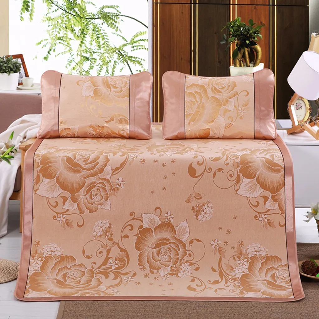 Breathable Ice Silk Sleeping Crib Mattress Mat Summer Cool Pad with Pillow Mattress Mat Summer Bed 