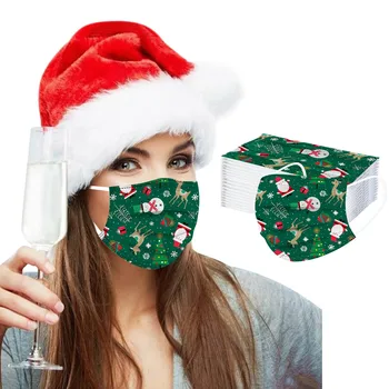 

Mascarilla 50pcs Adult Christmas Mask Disposable Face Mask Fashion Mouth Mask 3ply Ear Loop Mouth Caps Disposable