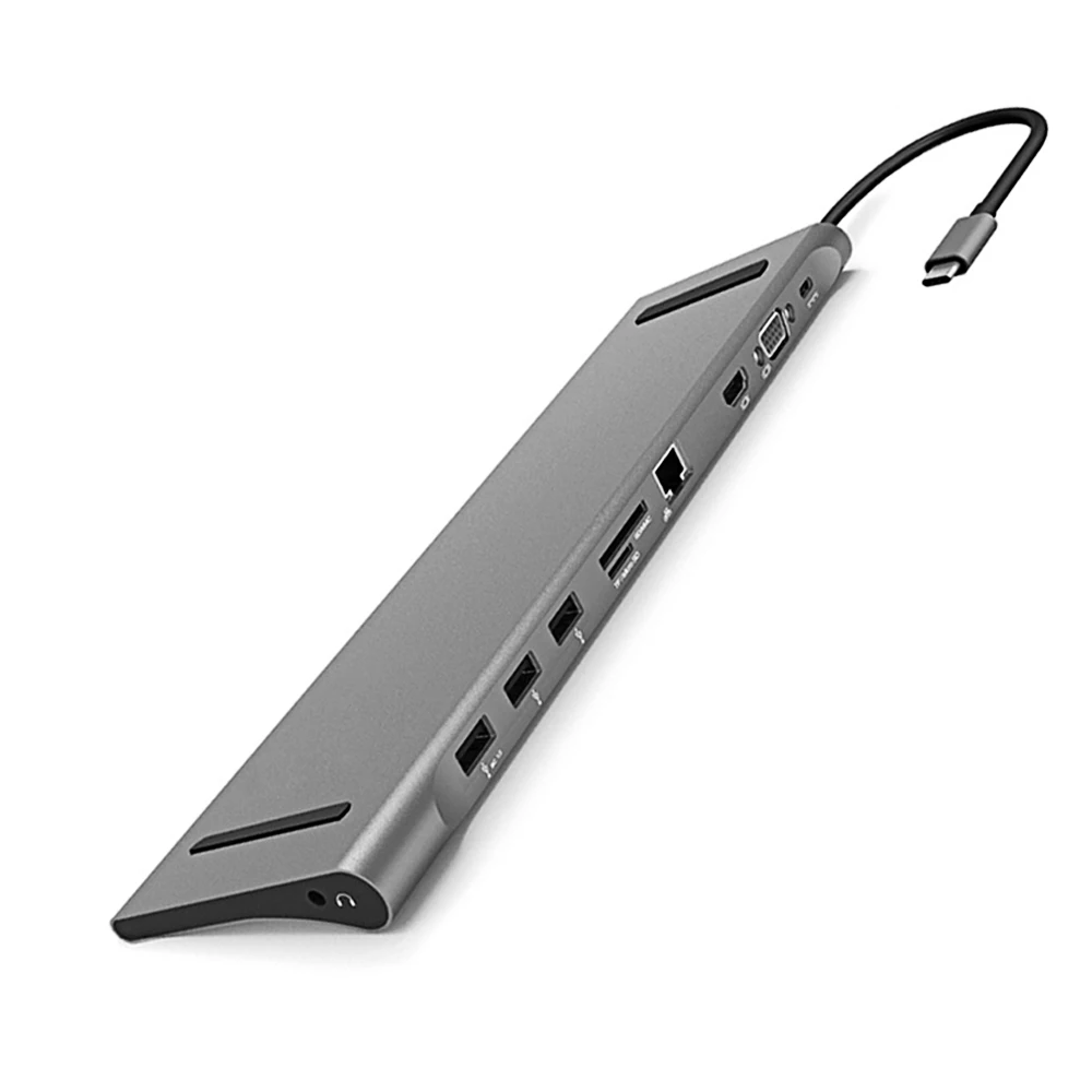 USB C концентратор Тип C на HDMI VGA RJ45 мульти Порты USB 3,0 USB3.0 Тип-C сплиттер 10-в-1 для Macbook Pro/Air USB-C концентратор адаптер питания