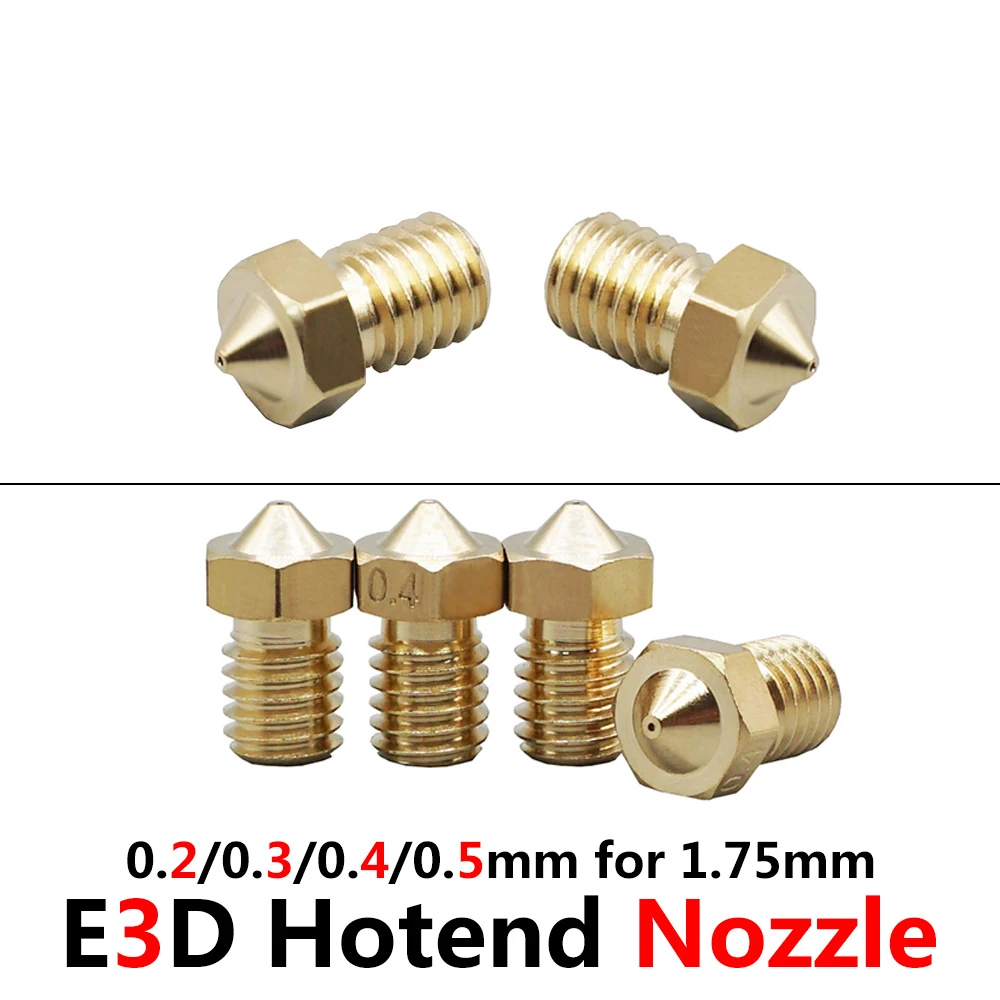 

3D Printer Parts E3D hotend Nozzle High Precision Brass Nozzle 0.2/0.3/0.4/0.5mm for V5 V6 j-hend hotend 1.75mm 4
