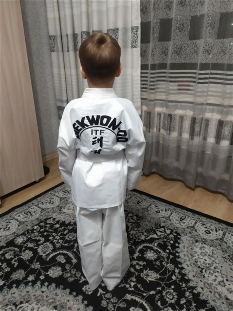 Новый ITF Taekwon-Do одобренный белый хлопковый костюм для студентов Doboks кимоно боевых