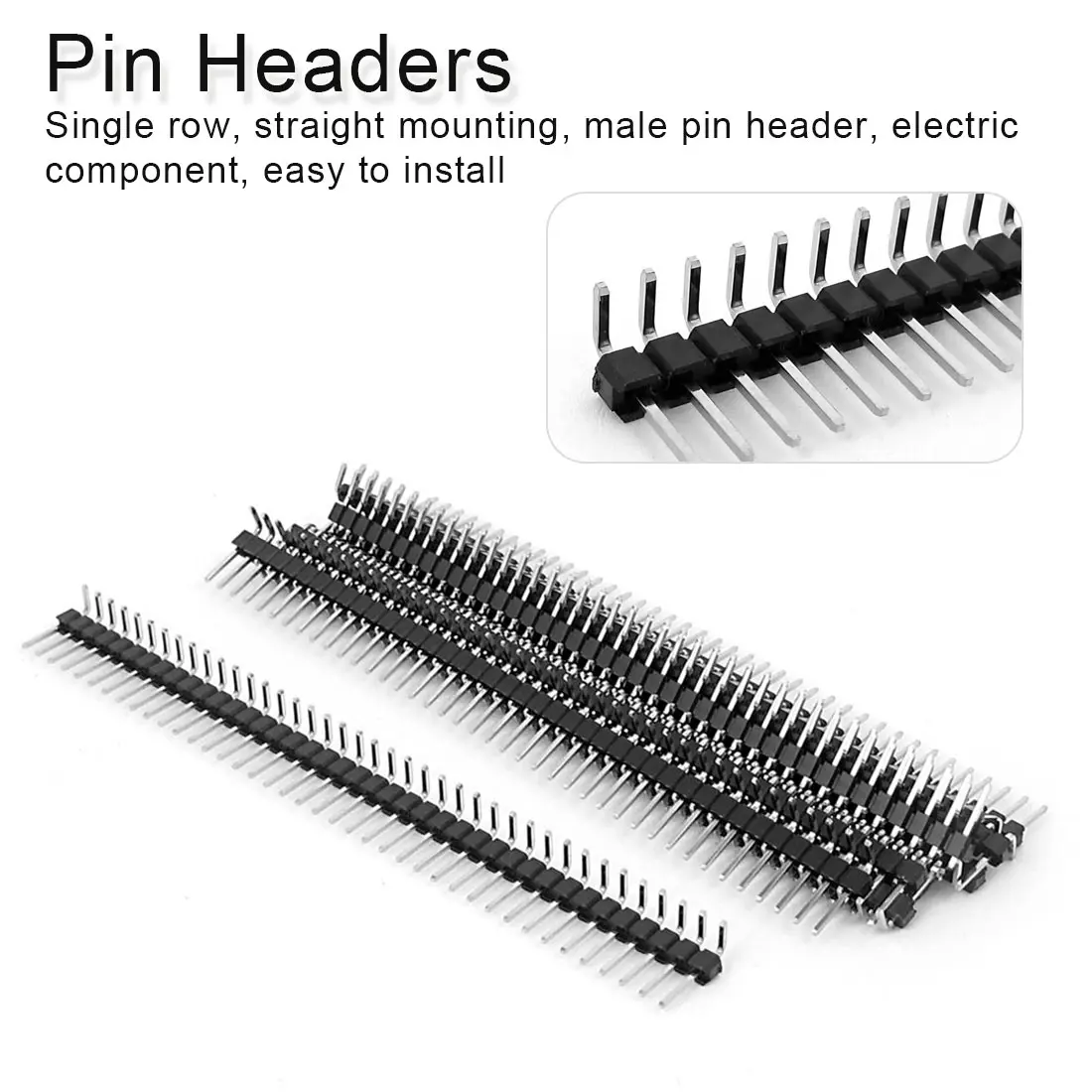 

2.54mm 40p Right Angle Single Row Male R/A Pin Header Positive/Reverse PCB Board Connector Pinheader For Arduino
