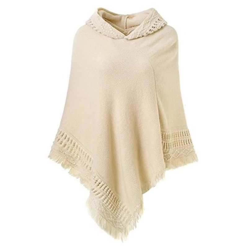 Beige Oeak Модный женский зимний теплый шарф в клеточку шаль двухсторонний Плащ шаль-пончо полушерстяная накидка пончо - Цвет: Beige