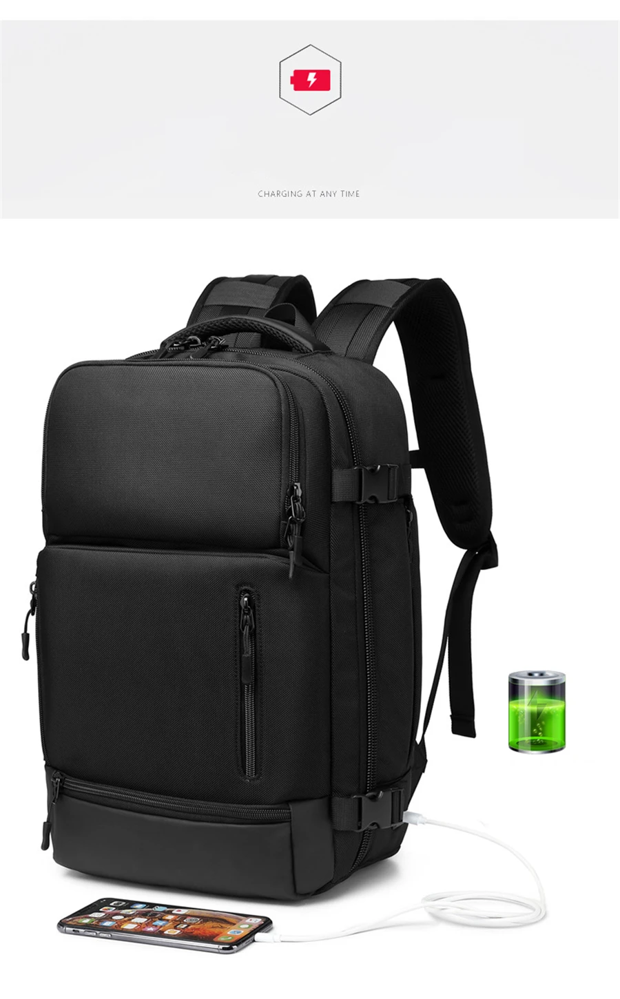 Neouo Business Anti-Theft Travel Laptop Backpack Oblique View