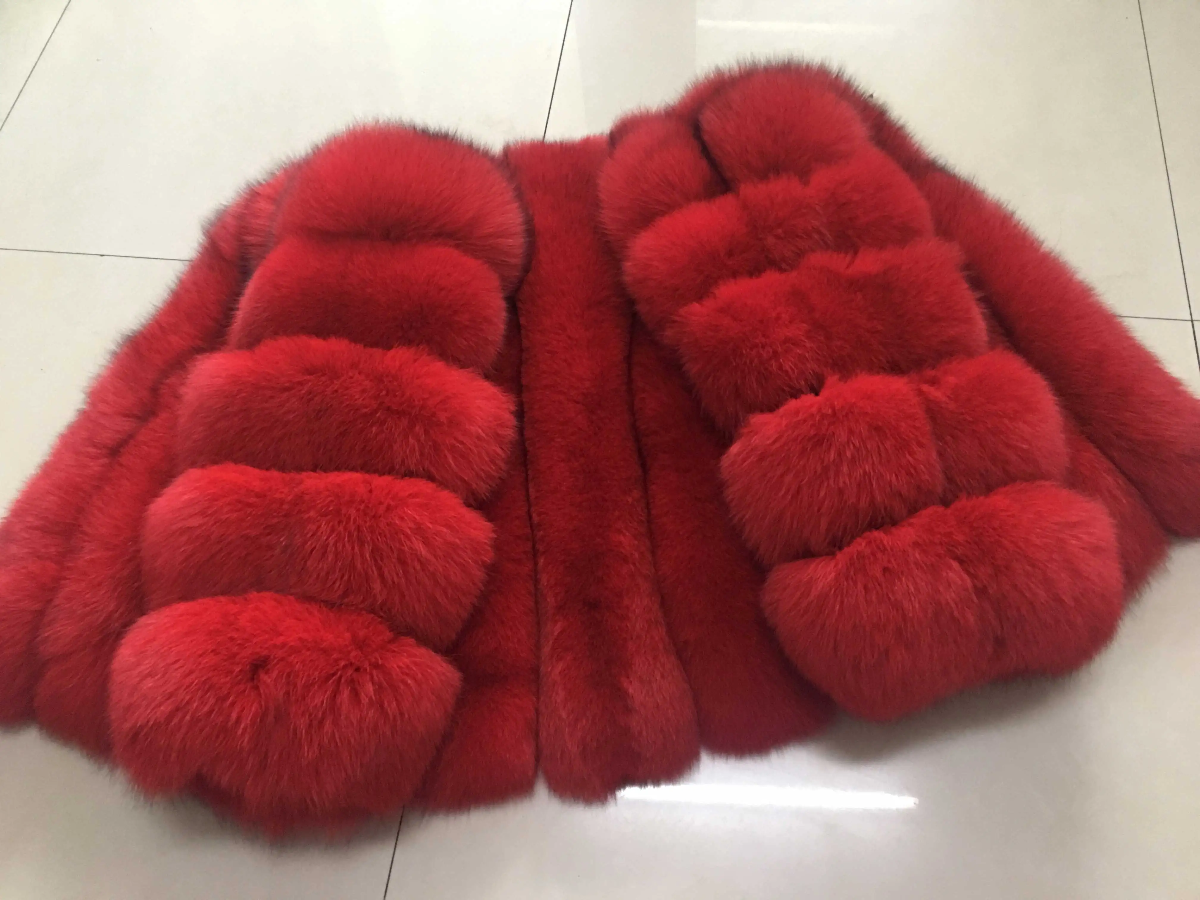 50cm long Женская теплая шуба из натурального Лисьего меха, короткая тонкая зимняя куртка из натурального меха, модная верхняя одежда, роскошное пальто из натурального Лисьего меха для девочек, FC-034 - Цвет: 50cm long