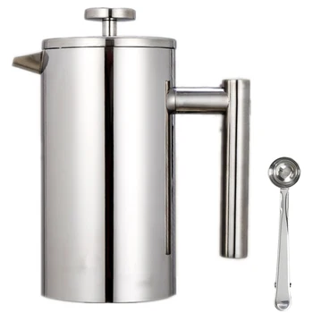 

34 Oz French Press Coffee Maker, Double Wall Metal Insulated Coffee Press For Home Office, Rust-Free, Dishwasher Safe