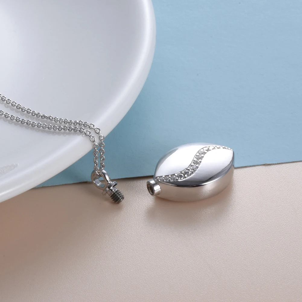 Dropshipping Teardrop Urn Necklaces Stainless Steel Inlay Crystal Keepsake Memorial Cremation Jewelry for Ashes 3