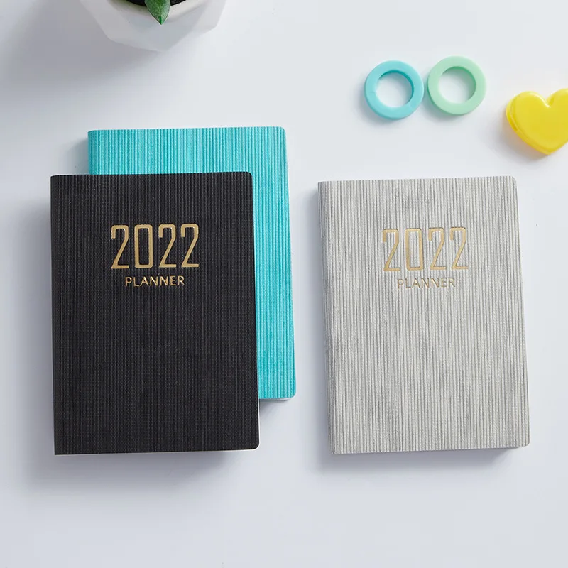 2022 A7 Notebook Planner Daily Weekly Monthly Kraft Paper PU Cover Organizer Agenda School Office Schedule Stationery Gifts