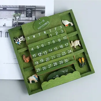 

Retro Rustic Wall Hanging Wooden Manual Square Calendar Crafts Home Decor Gift nice
