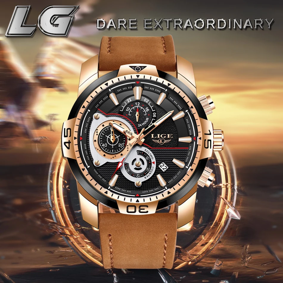 LIGE мужские s часы лучший бренд класса люкс повседневные кожаные кварцевые часы мужские спортивные водонепроницаемые часы, золотые часы мужские Relogio Masculino