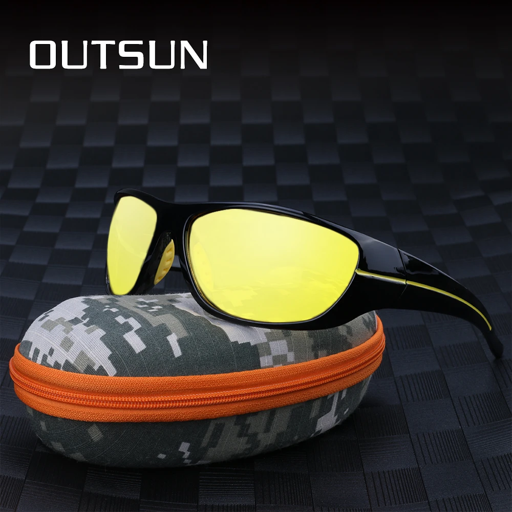 Мужские поляризованные солнцезащитные очки OUTSUN для ночного вождения с желтыми