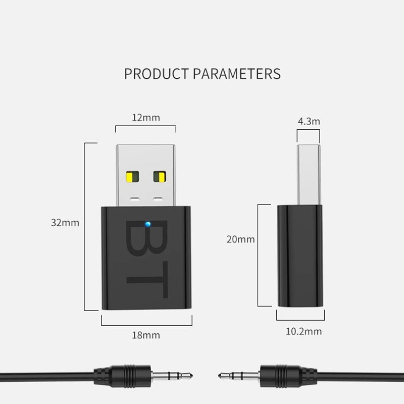 

Bluetooth Audio Receiving Transmitter Two in One Car Speaker Computer TV Seconds Change Bluetooth Free Drive Plug and Play Music