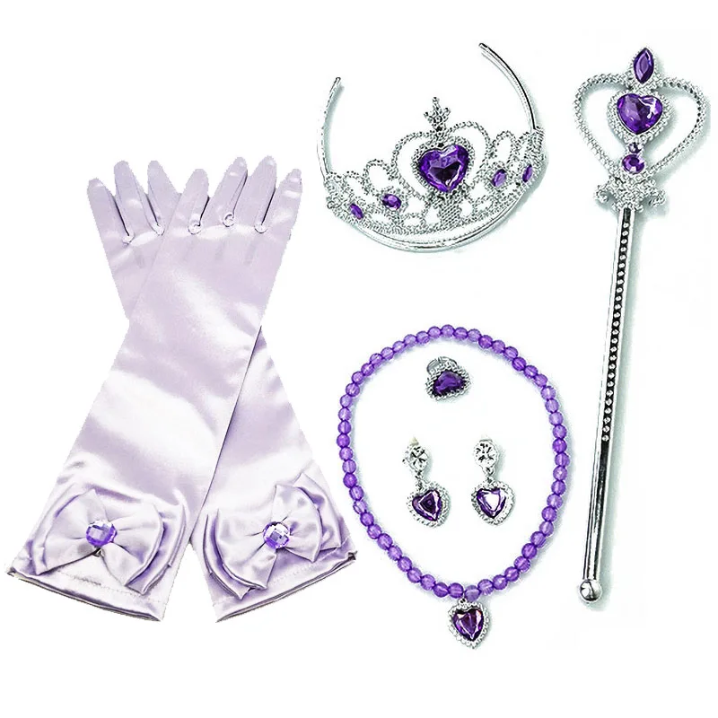 Little Girls Elsa White Wig Kids Halloween Cosplay Anna Rapunzel Crown Wand Braid Princess Accessories Chidren's Birthday Gift 12