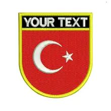 Пользовательский флаг Турции имя ярлыки патч вышитый Утюг на подложке крюк поддержки щит форма