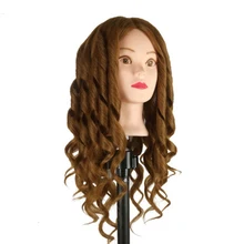 20 ”synthetische Mannequin Kopf Hohe Temperatur Faser Haar Styling Training Kopf Puppe Kosmetik Puppe Kopf