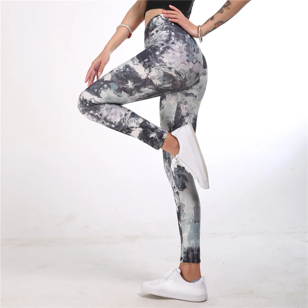 Ladies'printed, высокая талия, бедра, тянущиеся, под брюки, для бега, фитнеса, йоги, штаны для спортзала, спортивные Леггинсы, женские штаны, calzas deportivas# F