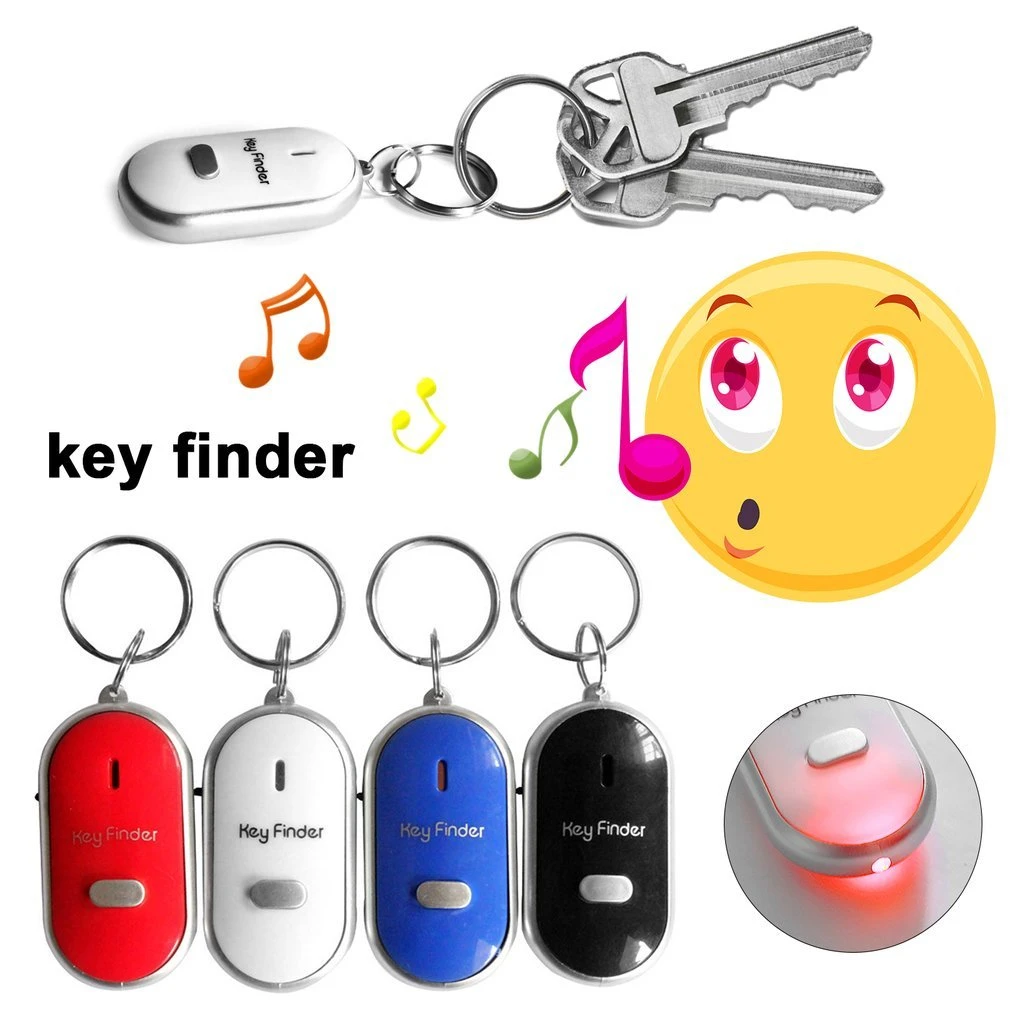 LED Whistle Key Finder Flashing Beeping Sound Control Alarm Anti-Lost Key Locator Finder Tracker with Key Ring traffic light