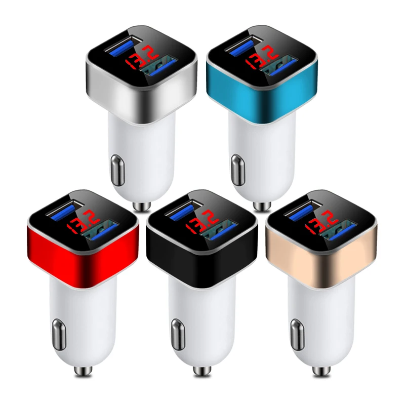 3.1A устройство для автомобиля с двумя портами USB Зарядное устройство 2 Порты и разъёмы ЖК-дисплей Дисплей 12-24V прикуриватель зажигалка Адаптер для быстрого автомобильного Зарядное устройство Мощность адаптер