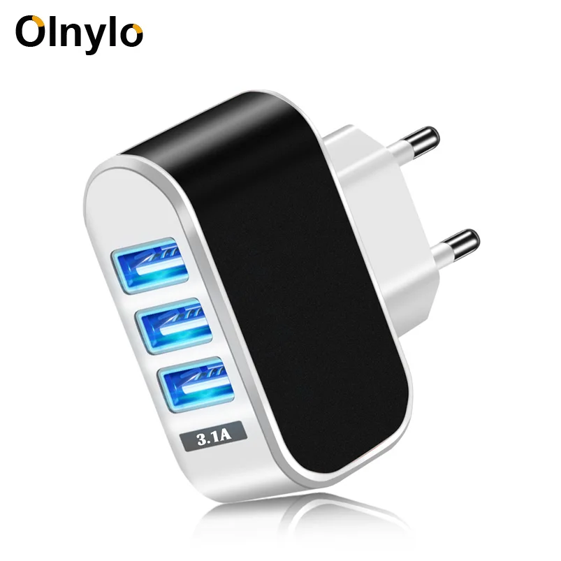 

Olnylo 3 Port USB Charger EU US 5V 2A Fast Charger Adapter For iPhone XR 11 Pro Samsung S10 S9 Plus Huawei Mobile Phone Chargers