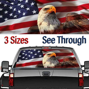 

3 Size Retro Hawks Flag Eagle Car Rear Windshield Sticker Waterproof One Way Vision Material OEM Unique For Truck Pickup