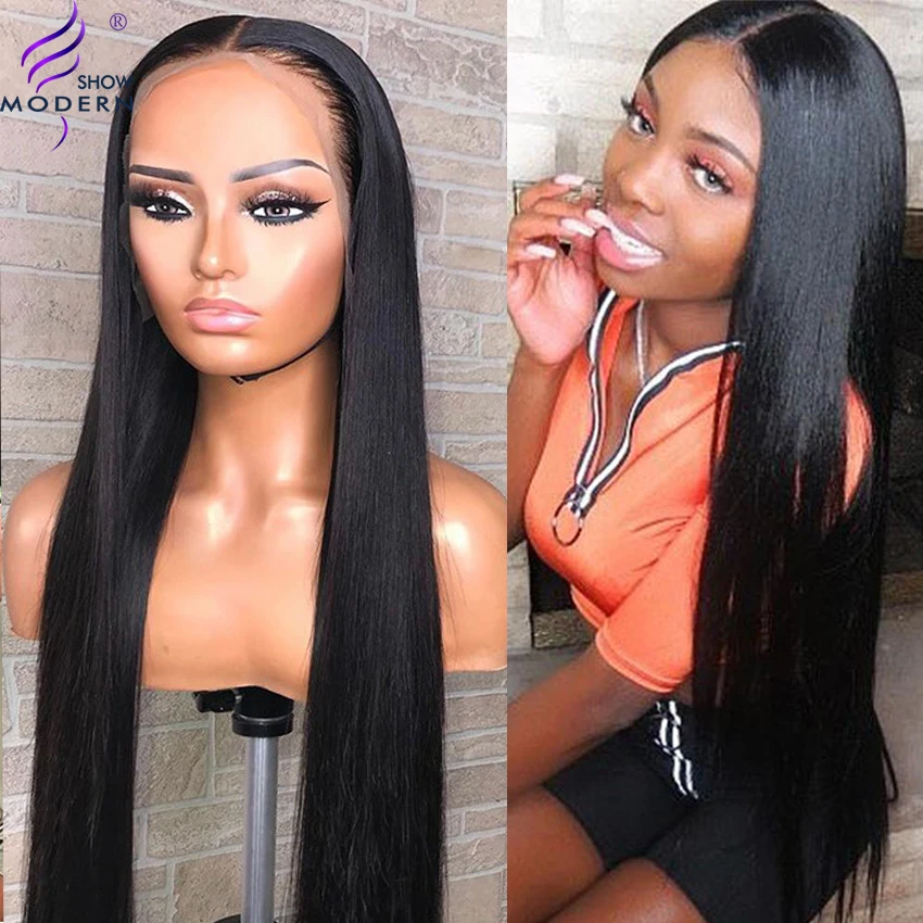 Modern Show Brazilian Straight 13*4 Lace Front Wigs Pre Plucked Baby
