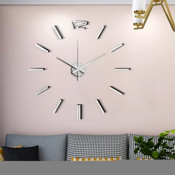 

50cm 3D Wall Clock Modern Design DIY Acrylic Mirror Stickers Clock for Living Room Bedroom Home Decor Large Silent Elreloj Mural