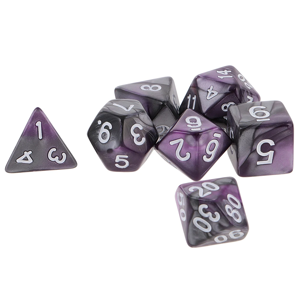 7 pieces Two Colors Polyhedral Dice 16mm for DND Table Board Games D20 D12 D10 D8 D6 D4 Dice Set Party Game Toys