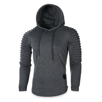 

PLUS Size M-XXXL 2019 New Hoodies Man's Solid Color Slim Fit High Street Hooded Sweatshirt Stripe Fold Sportswear Mens