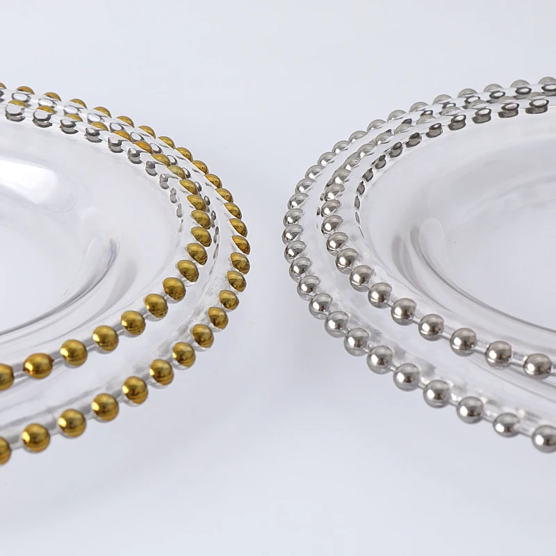 Европейские Стеклянные блюда с жемчужной золотой инкрустацией тарелка для