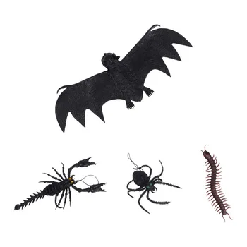 

4Pcs Halloween Simulation Insects Artificial Realistic Scorpion Bat Spider Centipede for Masquerade Prank Game Cosplay