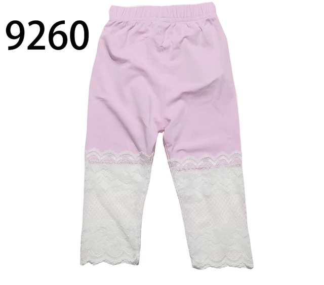 High Quality 2021 New Summer Girls Leggings Pants Lace Cotton Children Clothing Flower Girl Knee Pants 9260 Pink