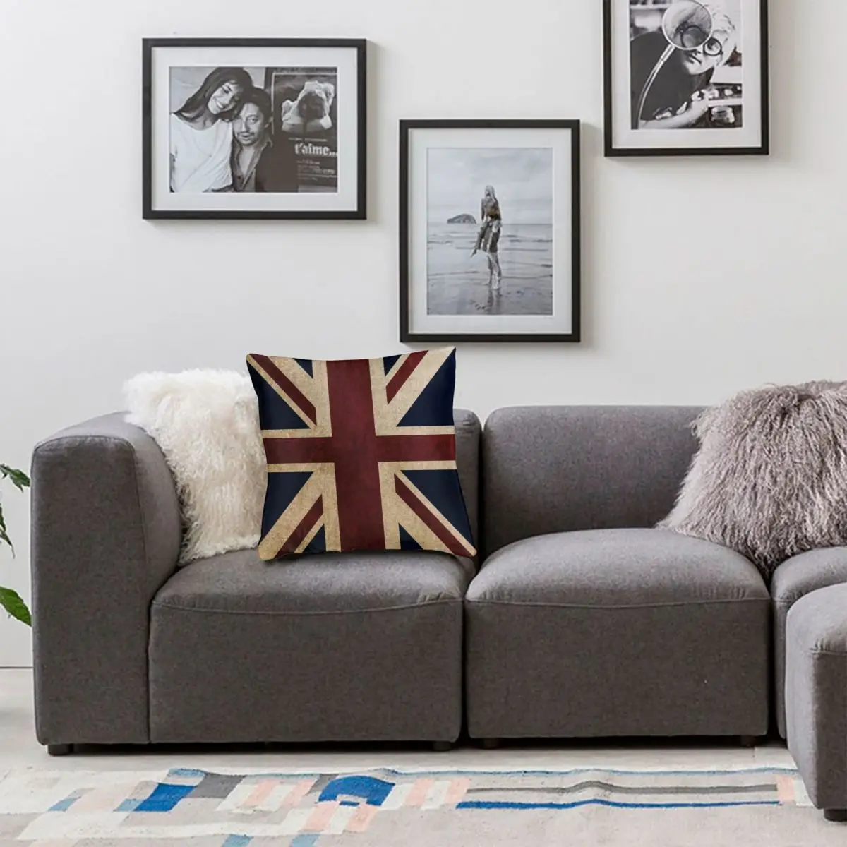Union Jack Square Pillowcase Polyester Linen Velvet Pattern Zip Decor Pillow Case Room Cushion Cover 45x45 6