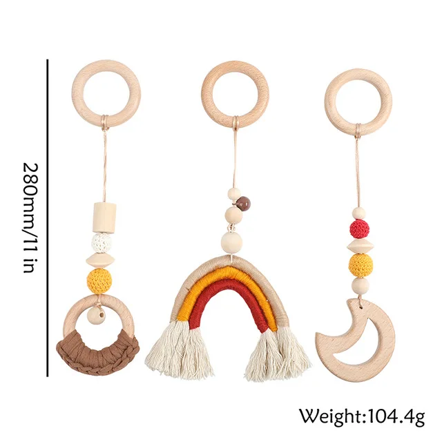 1Pc Baby Wooden Teethers Baby Gym Play Wooden Star Nordic Style BPA Free Beech Ring Rattle Newborn Educational Musical Toy Gifts 15