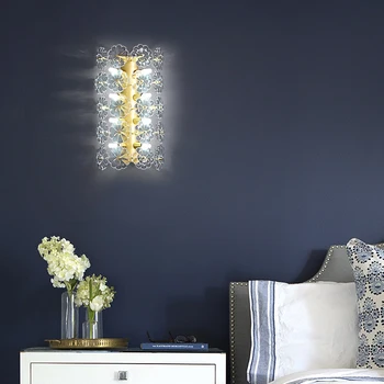 

Postmodern all copper crystal wall lamp living room background wall bedside lamp Nordic aisle corridor wall lamp led modern G9