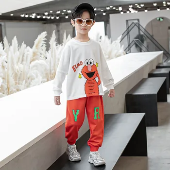

Children's clothing boy suit autumn 2020 new Korean version of the spring and autumn boys Sesame Street print sports sweater sui
