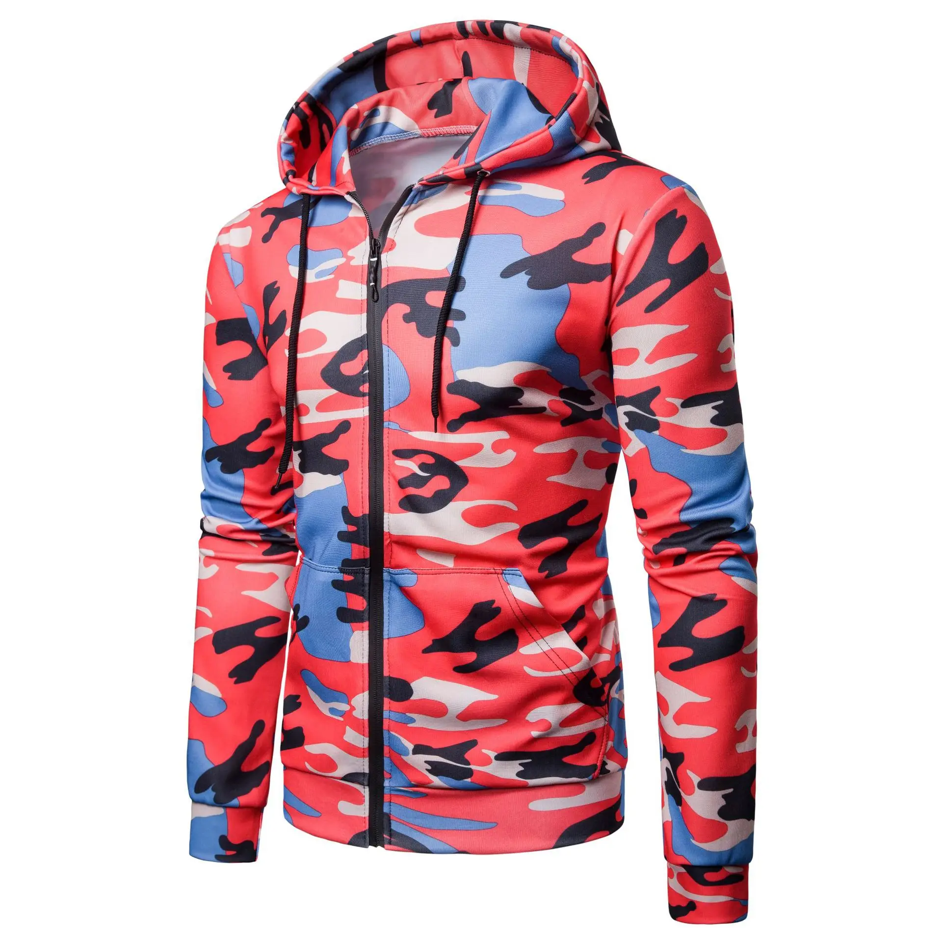 

Camo Hoodie Sweatshirt Men Fashion Camouflage Printed Sweatershirts Overcoat Autumn Casual Zipper Hoodies Jacket Outwear