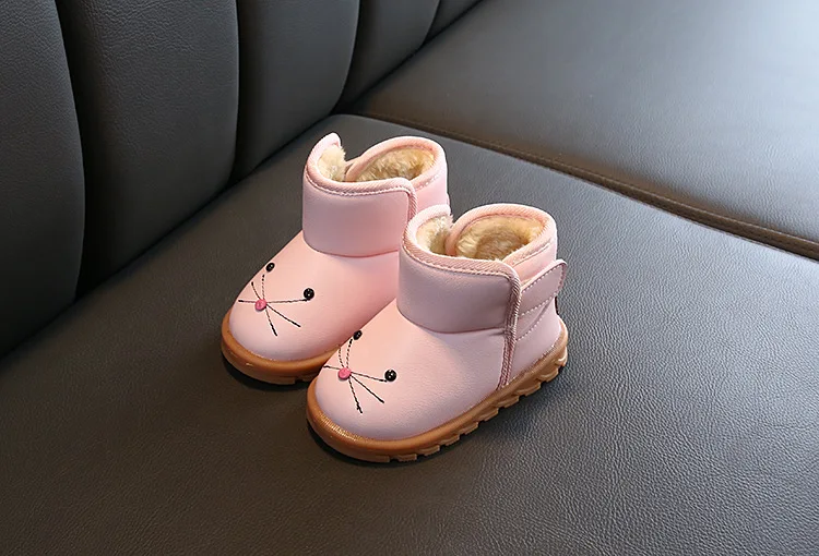 Children's snow boots for girls shoes winter kids baby boys plush warming boots waterproof baby girls cotton velvet short boots