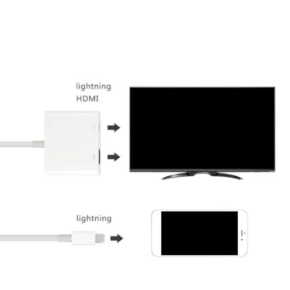 Lightning/HDMI Интерфейсный Кабель-адаптер цифровой AV tv Plug& Play 1080P HD для iPhone