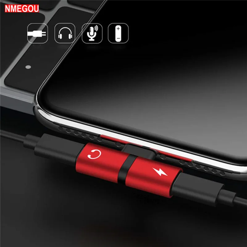 

2 In 1 Dual Lighting Ports Headphone Charging Splitter Adapter Cable for Iphone X XR XS Max 7 8 Plus 10 11 Charger Audio Cable