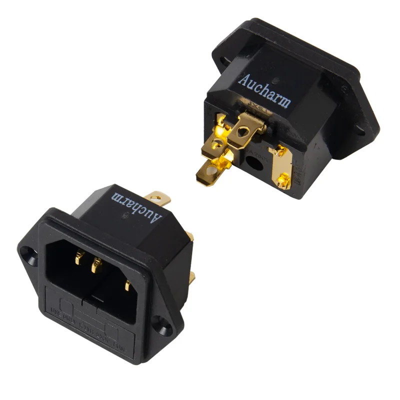 Aucharm Copper Gold-Plated Two-In-Oone Power Supply Tailstock HIFI Audio Amplifier AC Power Supply With Fuse Holder 1PC audio amplifier board