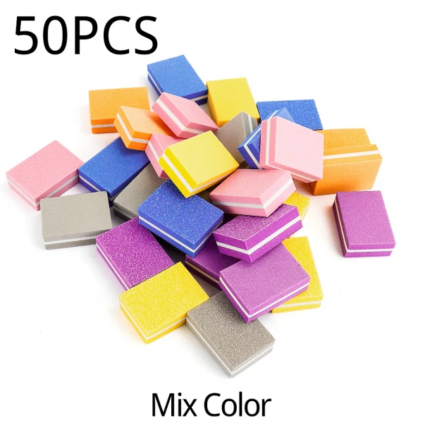 Style 3 50 шт двухсторонняя мини пилка для ногтей, цветные губки для ногтей, шлифовальные буферные полоски для ногтей, маникюр с полировкой, инструменты - Цвет: Style 3